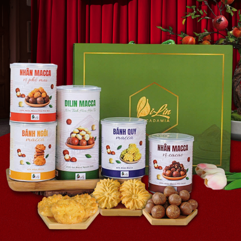 DiLin Macadamia Premium Gift Set – Bánh Macca DiLin & Hạt Dinh Dưỡng Cao Cấp DiLin