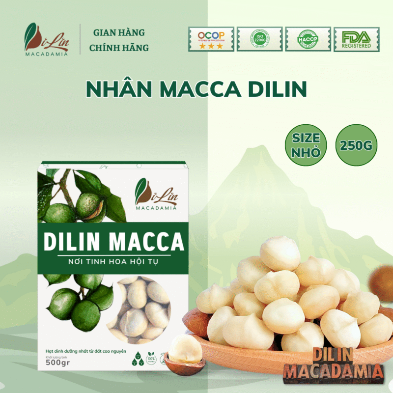 Macadamia Nuts, Nhân Macca DiLin size nhỏ hộp 250g