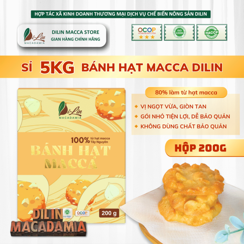 Macca DiLin - Bánh Hạt Macca – Hộp 200g (Sỉ 5kg)