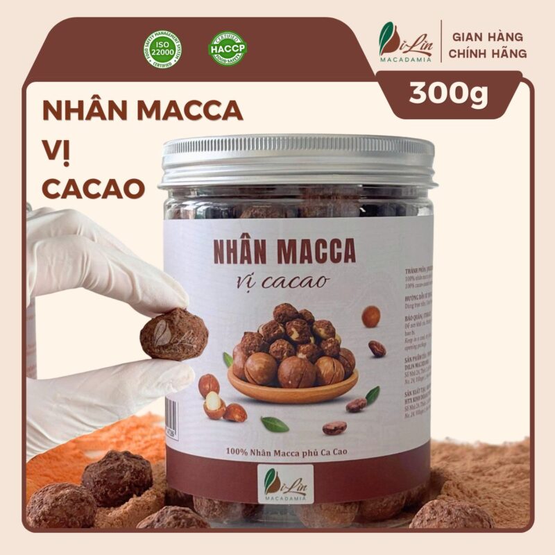 Hạt Macca DiLin Tẩm Vị Ca Cao (Lon 300g)