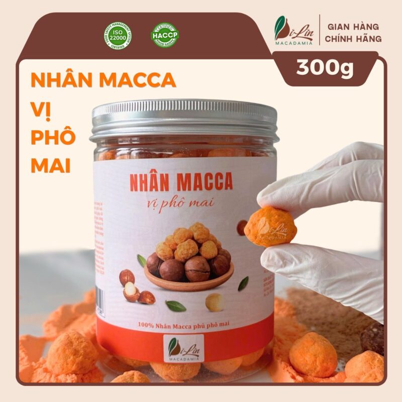 Hạt Macca DiLin Tẩm Vị Phô Mai (Lon 300g)