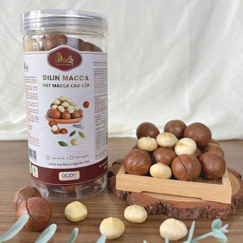 Hạt Macca DiLin nứt vỏ size vip (lon 500g) - DiLin Macadamia - Hạt ...