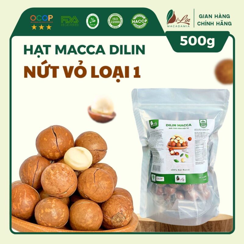 Hạt Macca DiLin nứt vỏ Loại 1 (Túi 500g)